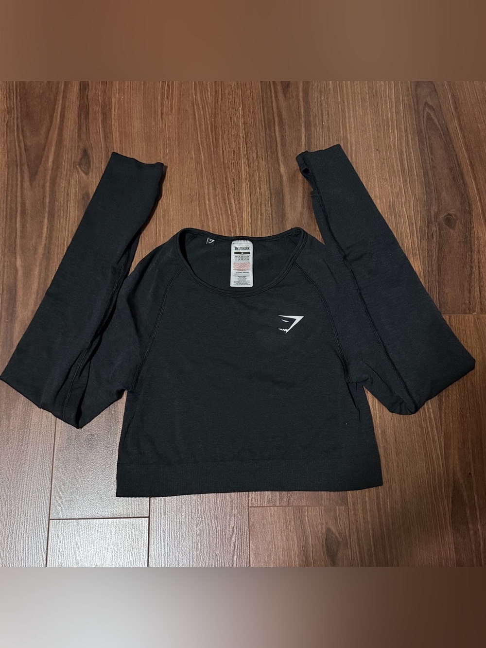 Gymshark Black Long-Sleeve Cropped Performance Top